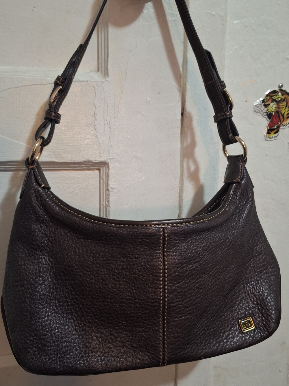 The Sak Dark Brown Pebbled Leather Shoulder Bag